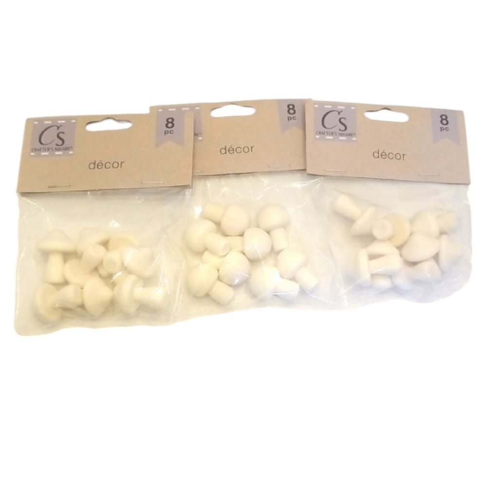 NEW 3 Sealed Bags of Wooden Mushroom for Crafts